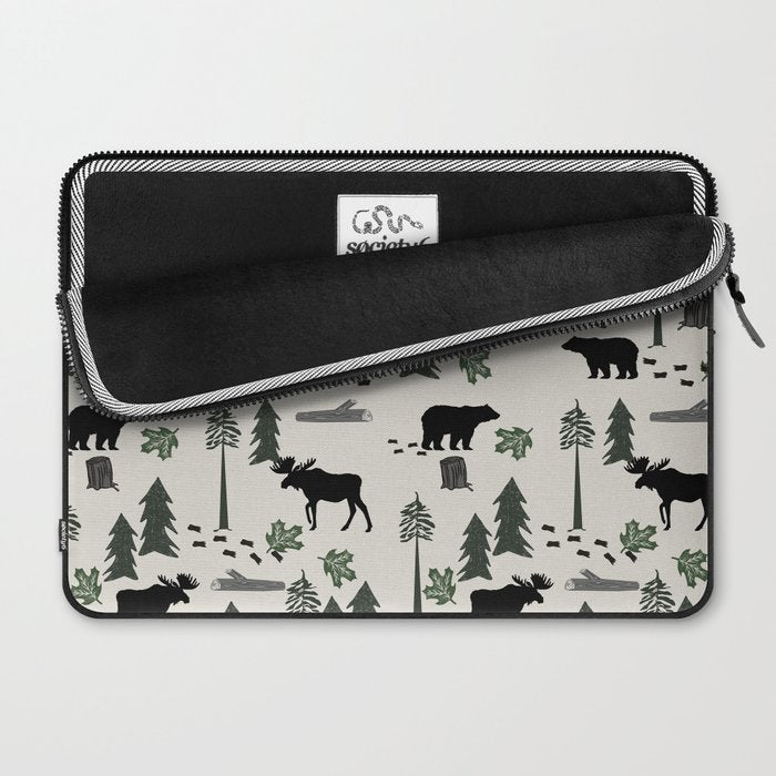 Camping woodland forest nature moose bear pattern nursery gifts Laptop Sleeve Gallery Image 2