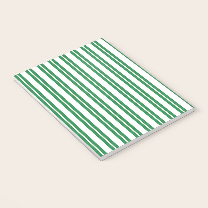 Green and White Stripes Classic Double Stripe Vertical Pattern Notebook Gallery Image 3