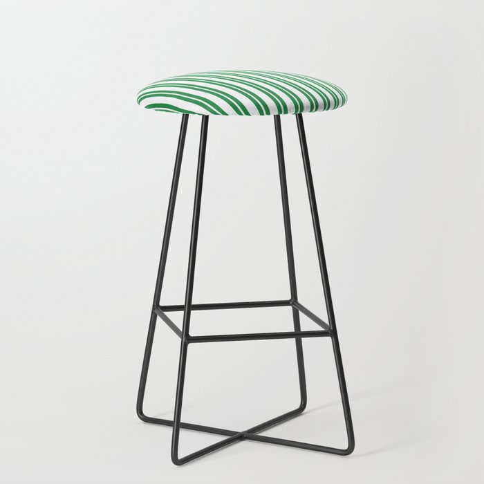 Green and White Stripes Classic Double Stripe Vertical Pattern Stool Gallery Image 1