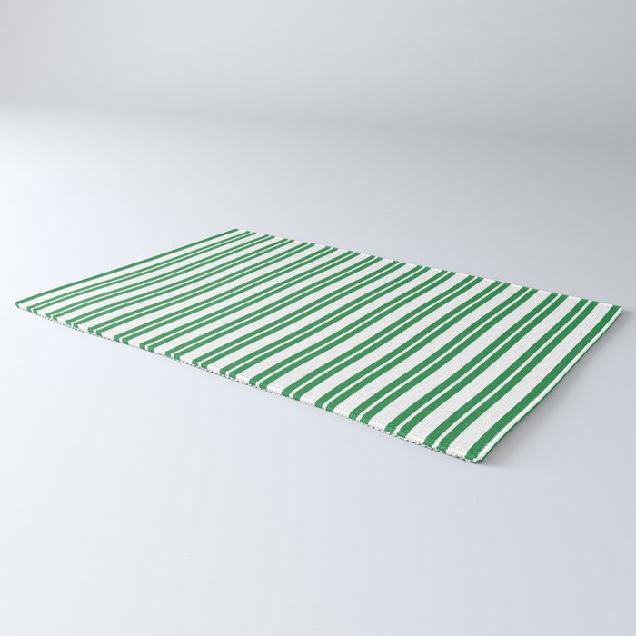 Green and White Stripes Classic Double Stripe Vertical Pattern Rug Gallery Image 3