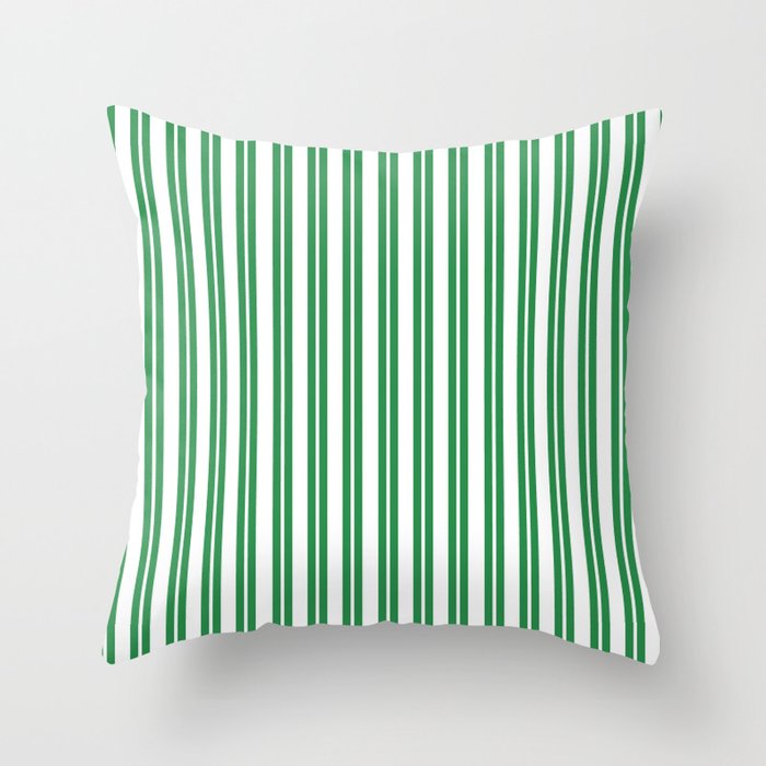Green and White Stripes Classic Double Stripe Vertical Pattern Throw Pillow Gallery Image 6
