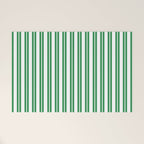 Green and White Stripes Classic Double Stripe Vertical Pattern Welcome Mat Gallery Image 1