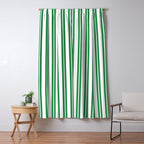 Green and White Stripes Classic Double Stripe Vertical Pattern Window Curtain Gallery Image 5
