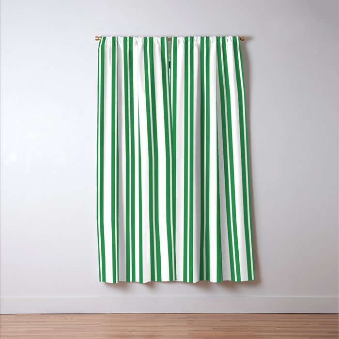 Green and White Stripes Classic Double Stripe Vertical Pattern Window Curtain Gallery Image 3