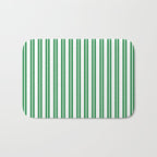 Green and White Stripes Classic Double Stripe Vertical Pattern Bath Mat Gallery Image 1