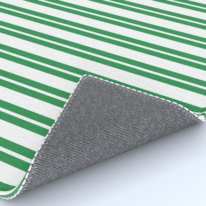 Green and White Stripes Classic Double Stripe Vertical Pattern Rug Gallery Image 4