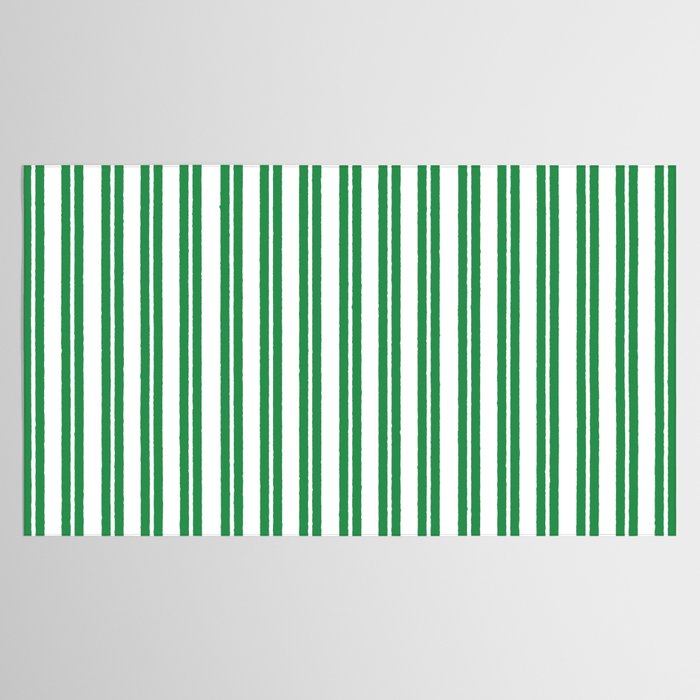Green and White Stripes Classic Double Stripe Vertical Pattern Tablecloth Gallery Image 2