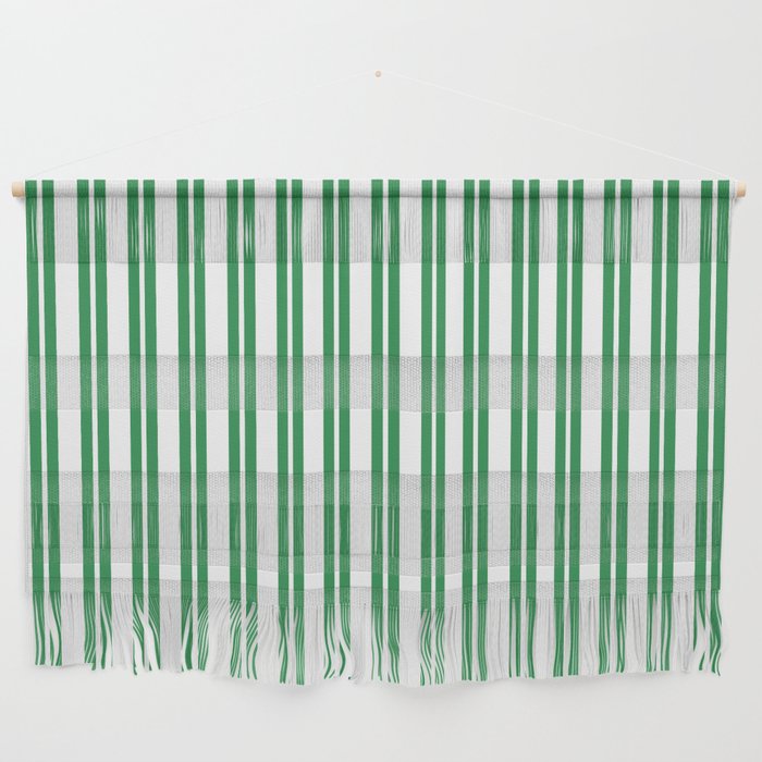 Green and White Stripes Classic Double Stripe Vertical Pattern Wall Hanging Gallery Image 1