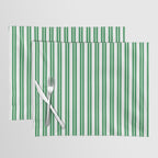 Green and White Stripes Classic Double Stripe Vertical Pattern Placemat Gallery Image 1