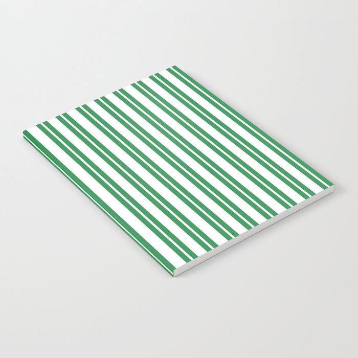 Green and White Stripes Classic Double Stripe Vertical Pattern Notebook Gallery Image 2