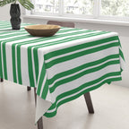 Green and White Stripes Classic Double Stripe Vertical Pattern Tablecloth Gallery Image 3
