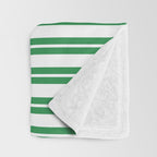 Green and White Stripes Classic Double Stripe Vertical Pattern Throw Blanket Gallery Image 3