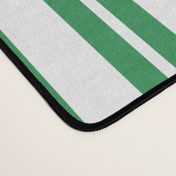 Green and White Stripes Classic Double Stripe Vertical Pattern Desk Mat Gallery Image 4