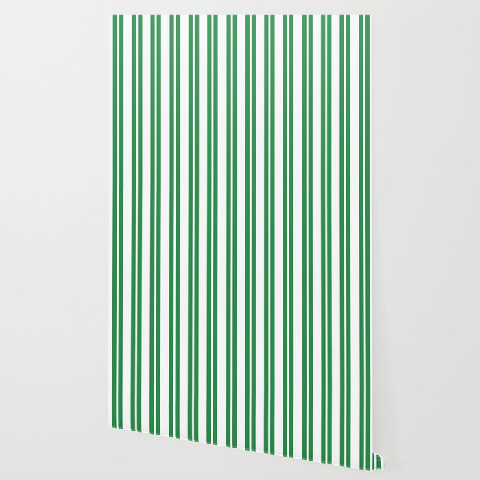 Green and White Stripes Classic Double Stripe Vertical Pattern Wallpaper Gallery Image 2