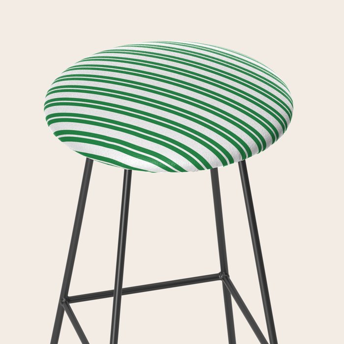 Green and White Stripes Classic Double Stripe Vertical Pattern Stool Gallery Image 2