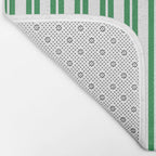 Green and White Stripes Classic Double Stripe Vertical Pattern Bath Mat Gallery Image 2