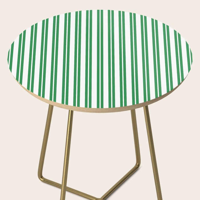 Green and White Stripes Classic Double Stripe Vertical Pattern Side Table Gallery Image 2