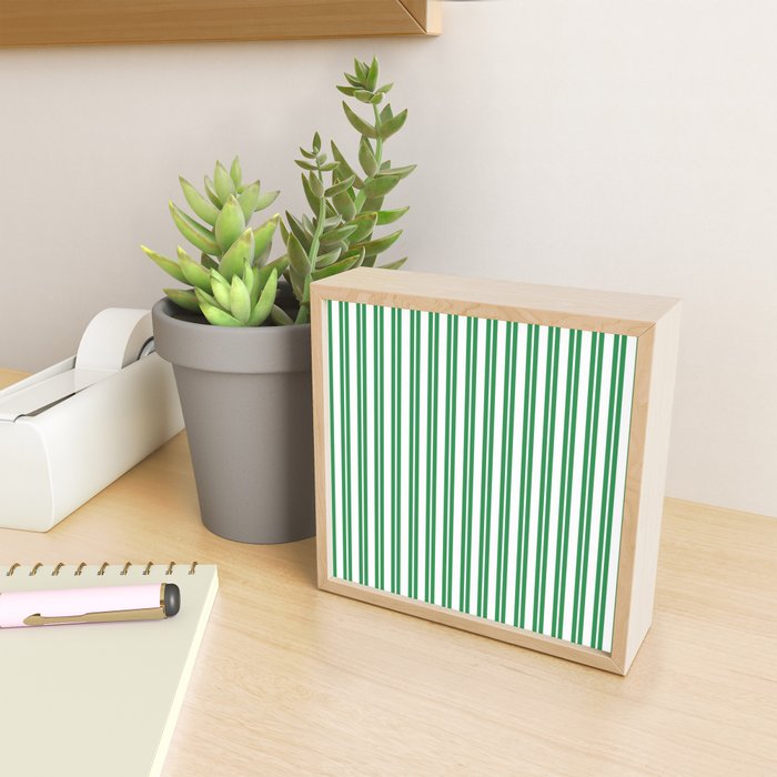 Green and White Stripes Classic Double Stripe Vertical Pattern Mini Art Print Gallery Image 2