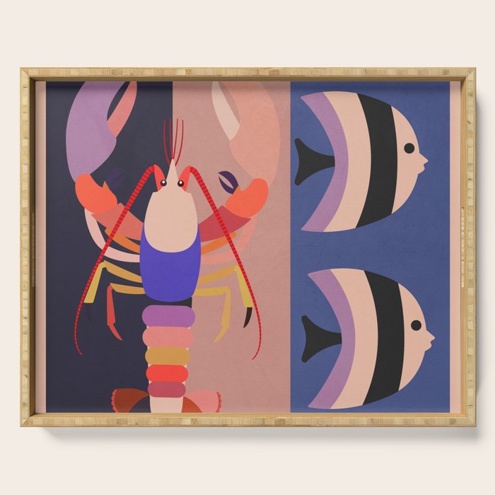 Abstract Marine Life 2 Serving Tray Gallery Image 1