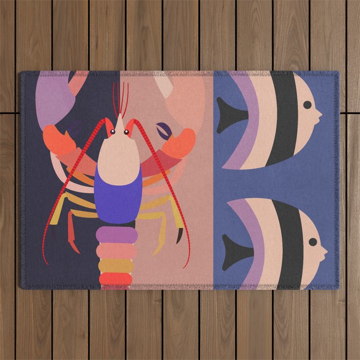 Abstract Marine Life 2 Outdoor Rug Gallery Image 1