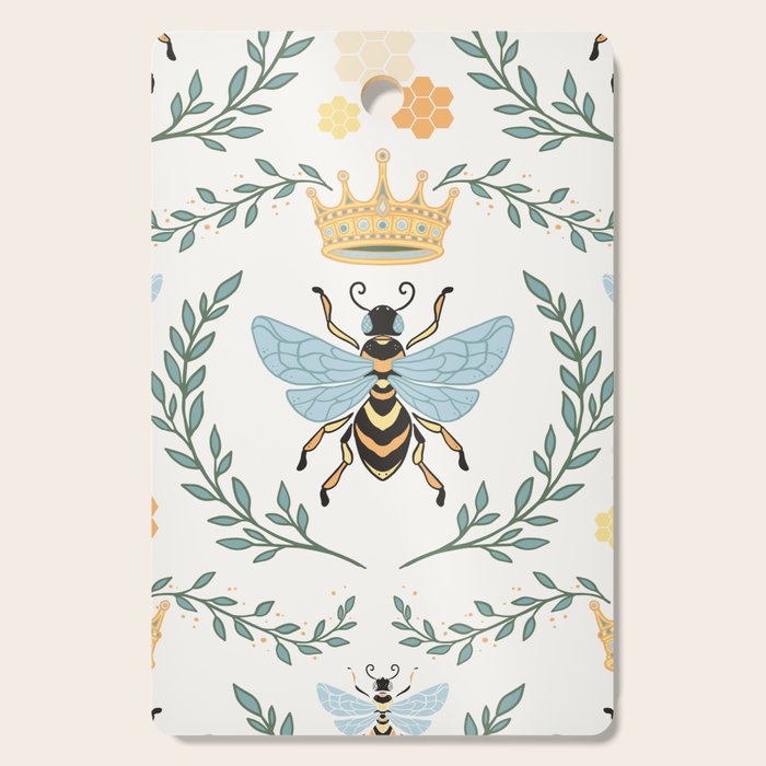 Queen Bee with Gold Crown and Laurel Frame Cutting Board Gallery Image 1