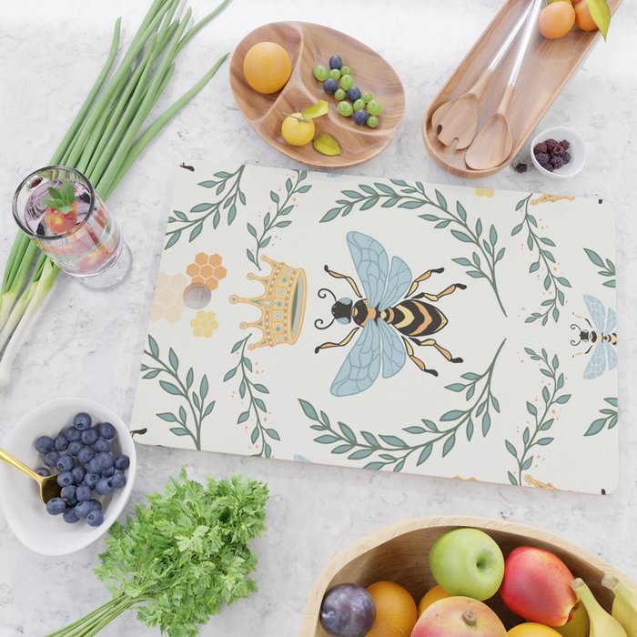 Queen Bee with Gold Crown and Laurel Frame Cutting Board Gallery Image 2