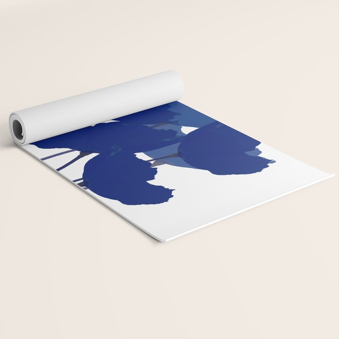 Blue Poppy Flowers on White Background #decor #society6 #buyart Yoga Mat Gallery Image 2