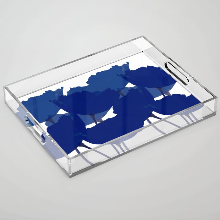 Blue Poppy Flowers on White Background #decor #society6 #buyart Acrylic Tray Gallery Image 1