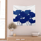 Blue Poppy Flowers on White Background #decor #society6 #buyart Wall Tapestry Gallery Image 2