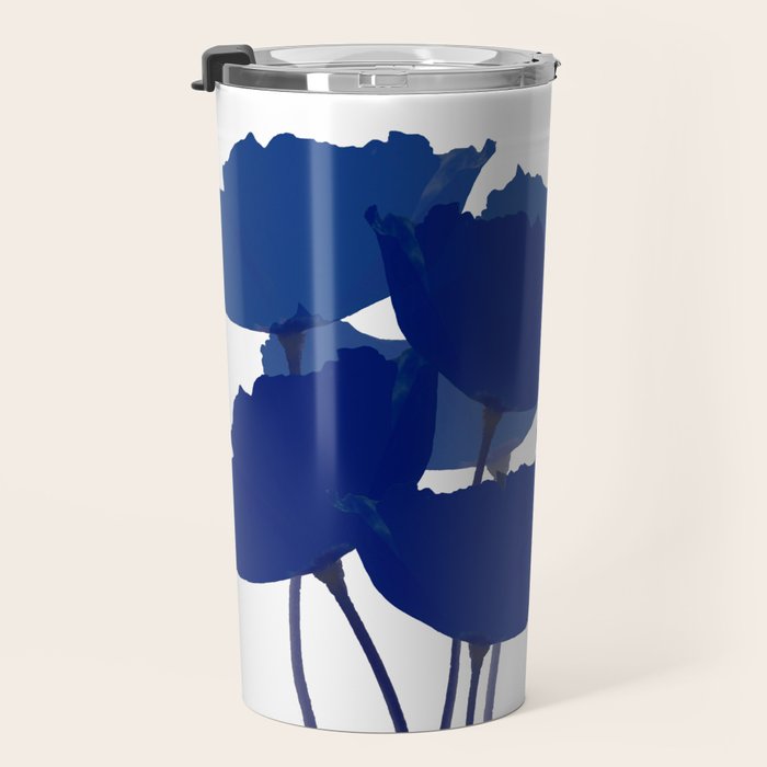 Blue Poppy Flowers on White Background #decor #society6 #buyart Travel Mug Gallery Image 3