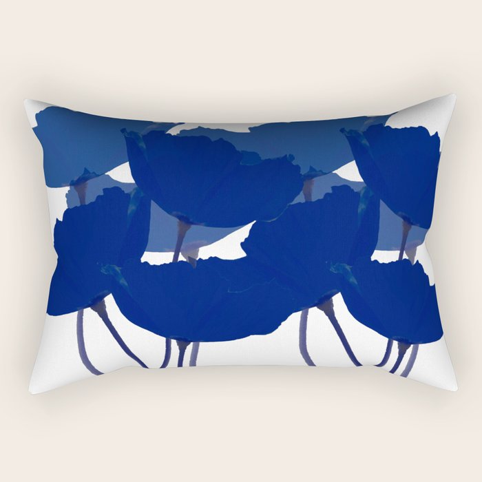 Blue Poppy Flowers on White Background #decor #society6 #buyart Rectangular Pillow Gallery Image 2