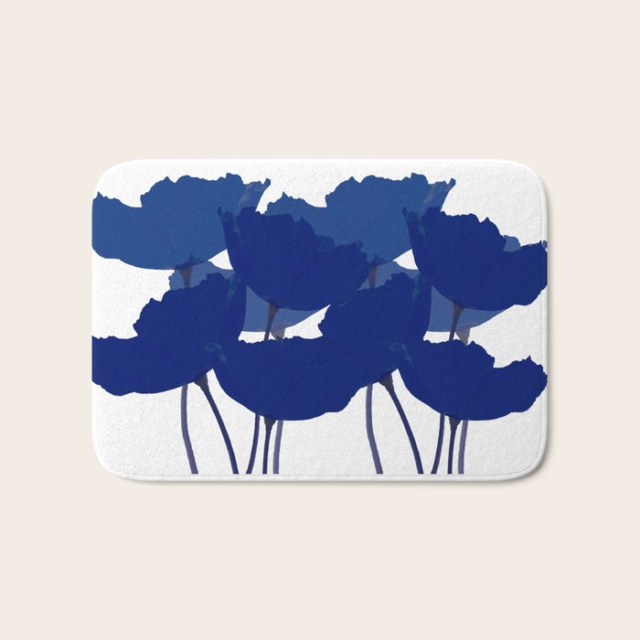 Blue Poppy Flowers on White Background #decor #society6 #buyart Bath Mat Gallery Image 1