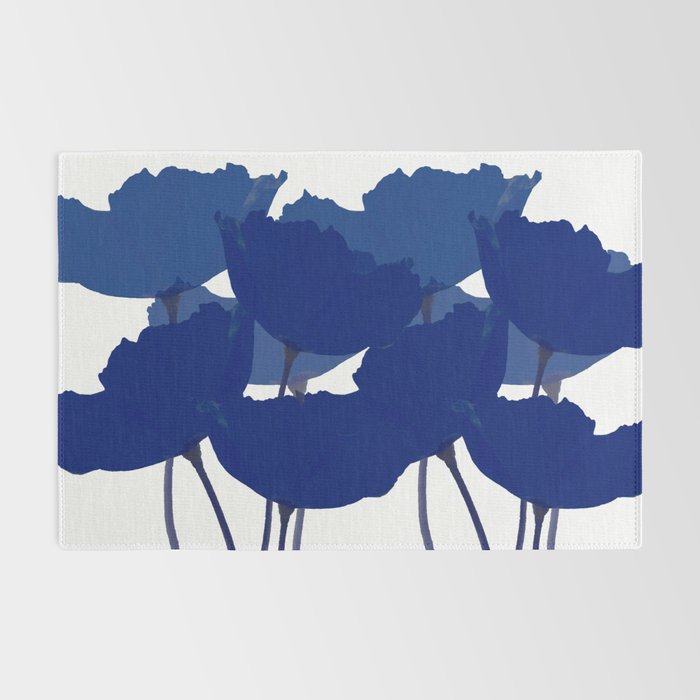 Blue Poppy Flowers on White Background #decor #society6 #buyart Rug Gallery Image 2
