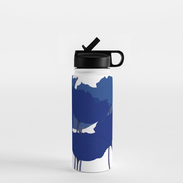 Blue Poppy Flowers on White Background #decor #society6 #buyart Water Bottle Gallery Image 1
