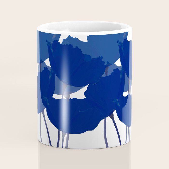 Blue Poppy Flowers on White Background #decor #society6 #buyart Coffee Mug Gallery Image 4