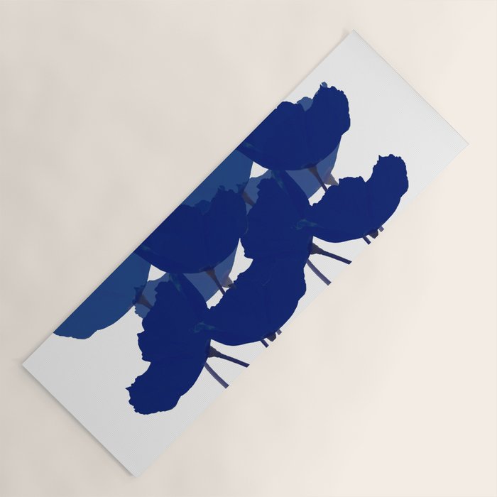 Blue Poppy Flowers on White Background #decor #society6 #buyart Yoga Mat Gallery Image 1