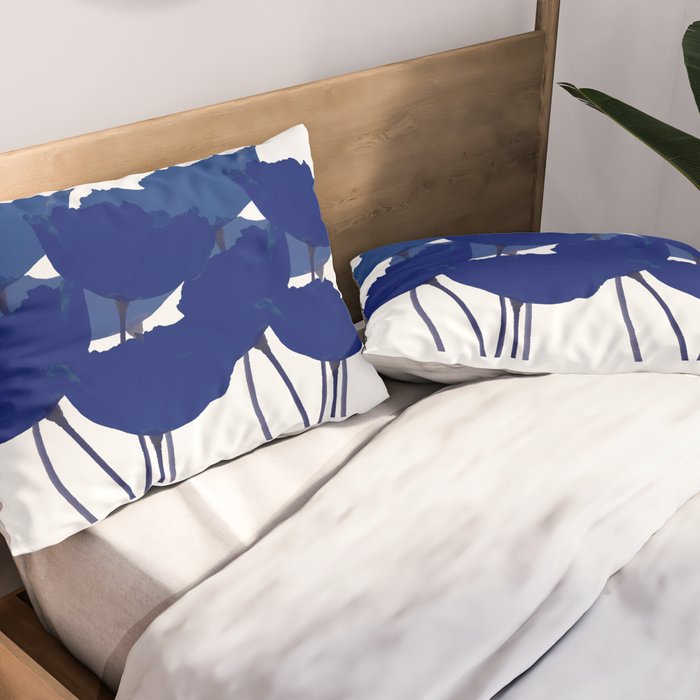 Blue Poppy Flowers on White Background #decor #society6 #buyart Pillow Sham Gallery Image 2