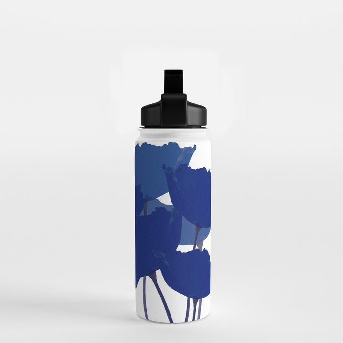 Blue Poppy Flowers on White Background #decor #society6 #buyart Water Bottle Gallery Image 2