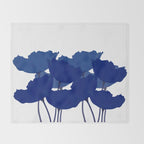 Blue Poppy Flowers on White Background #decor #society6 #buyart Throw Blanket Gallery Image 2