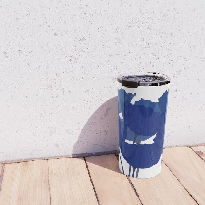 Blue Poppy Flowers on White Background #decor #society6 #buyart Travel Mug Gallery Image 4