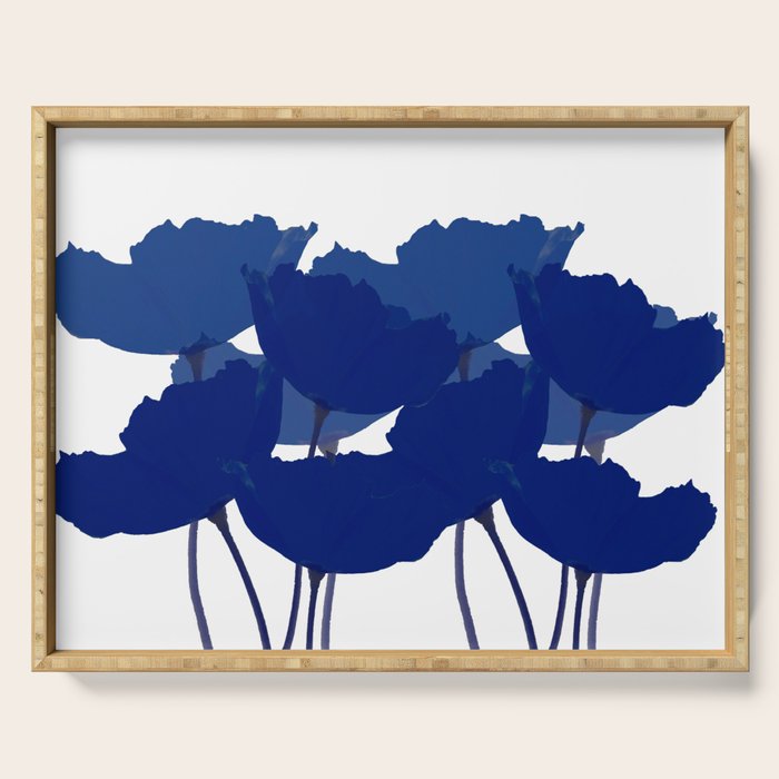 Blue Poppy Flowers on White Background #decor #society6 #buyart Serving Tray Gallery Image 1