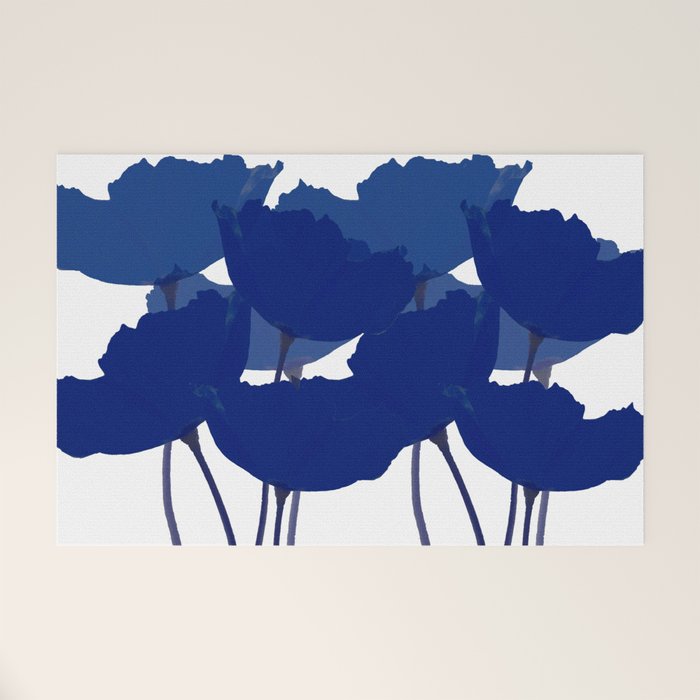 Blue Poppy Flowers on White Background #decor #society6 #buyart Welcome Mat Gallery Image 1