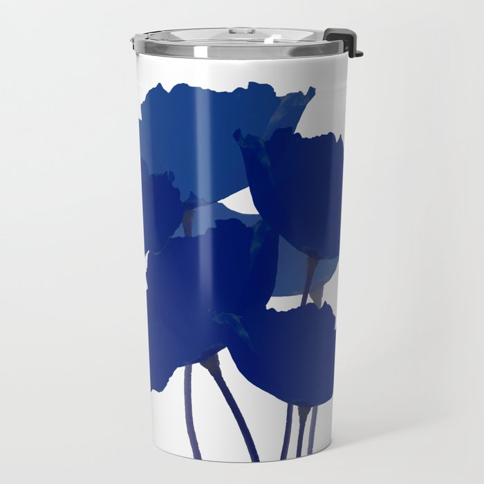 Blue Poppy Flowers on White Background #decor #society6 #buyart Travel Mug Gallery Image 2