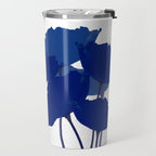Blue Poppy Flowers on White Background #decor #society6 #buyart Travel Mug Gallery Image 2