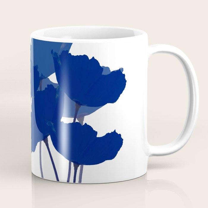 Blue Poppy Flowers on White Background #decor #society6 #buyart Coffee Mug Gallery Image 1
