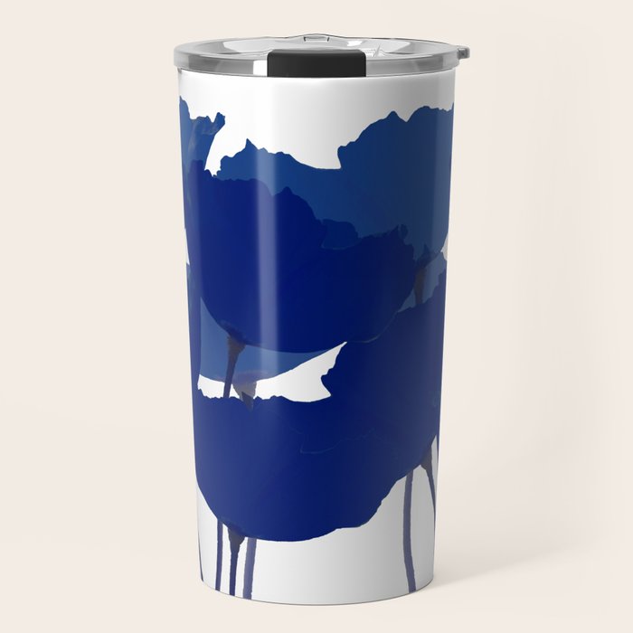 Blue Poppy Flowers on White Background #decor #society6 #buyart Travel Mug Gallery Image 1