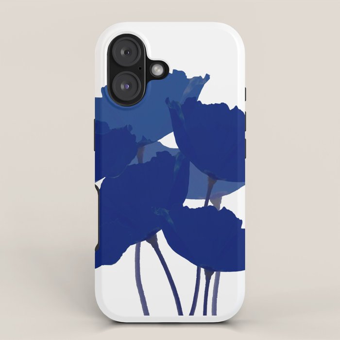 Blue Poppy Flowers on White Background #decor #society6 #buyart iPhone Case Gallery Image 1