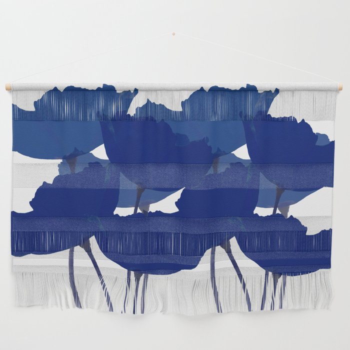 Blue Poppy Flowers on White Background #decor #society6 #buyart Wall Hanging Gallery Image 1