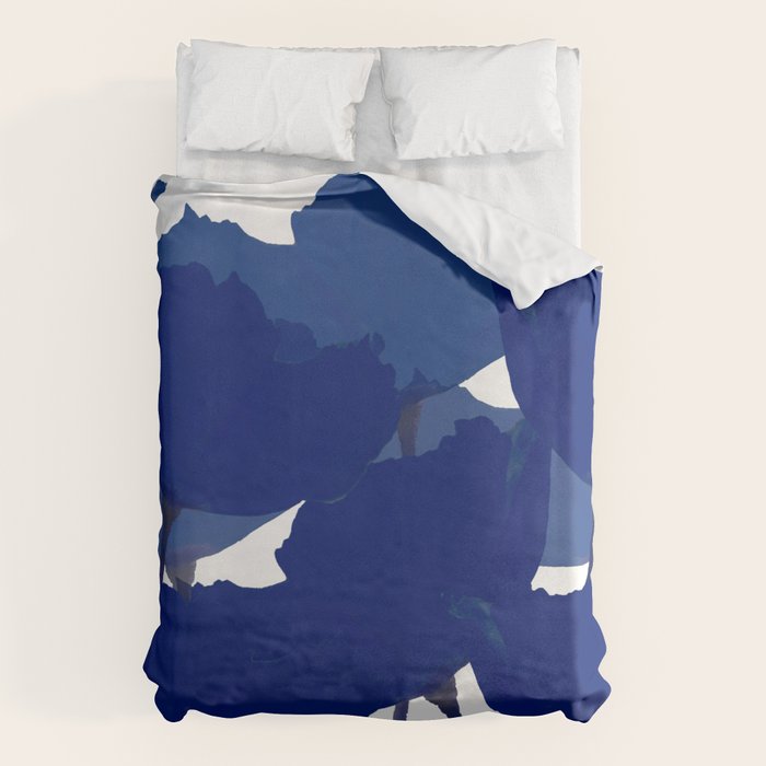 Blue Poppy Flowers on White Background #decor #society6 #buyart Duvet Cover Gallery Image 6