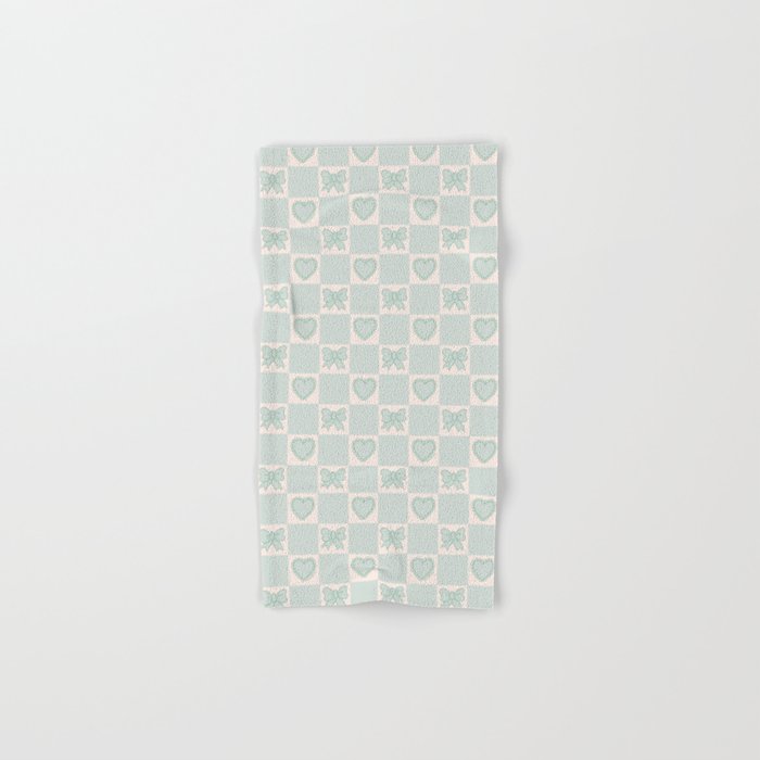Blue Bow Checkered Print Bath Towel Gallery Image 1